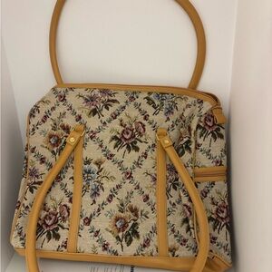 Floral Tapestry Tote Bag with Tan Accents - NWOT